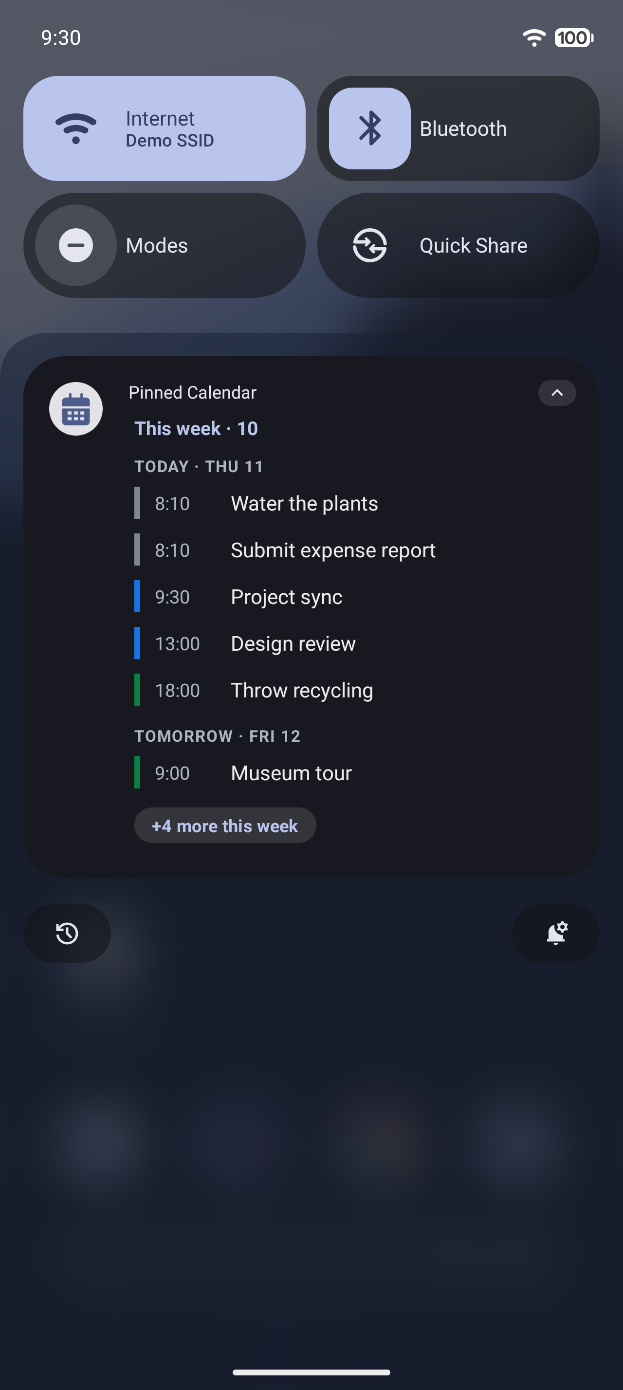 Pinned Calendar screenshot